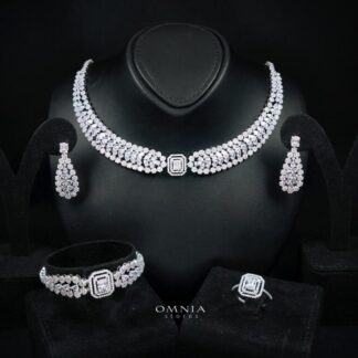 Marcella White Bridal Jewelry Set Premium Rhodium-Plated High-Quality Zircon Stones