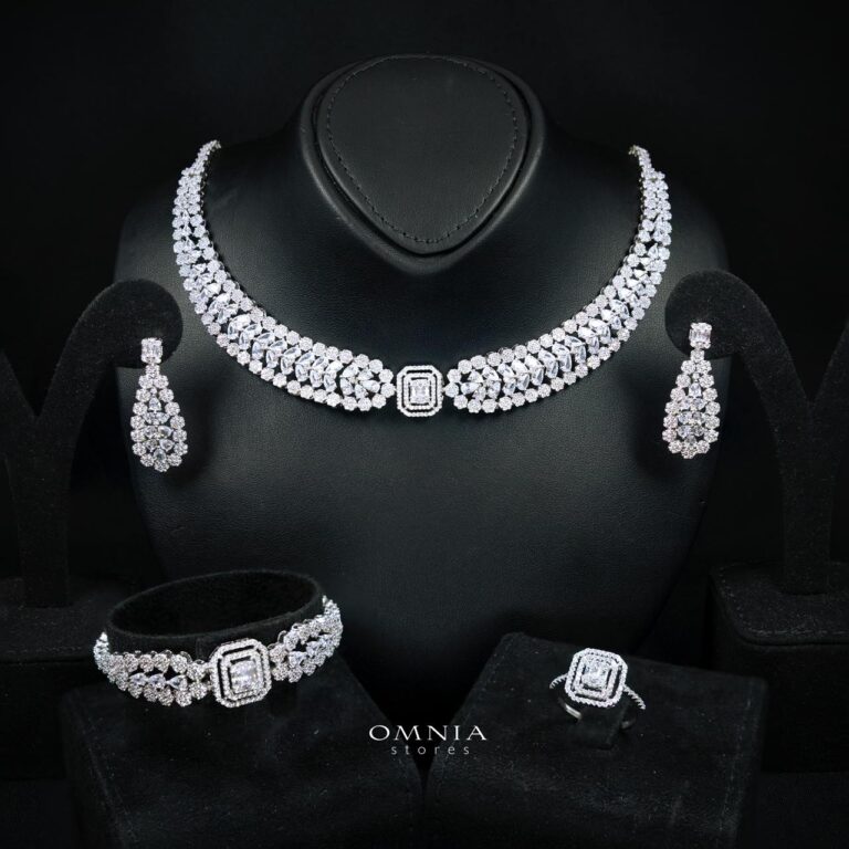 Marcella White Bridal Jewelry Set Premium Rhodium-Plated High-Quality Zircon Stones