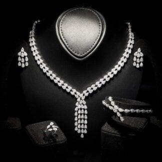 Misty White Bridal Full Set – Premium Rhodium Plated with High-Quality Zircon Stones