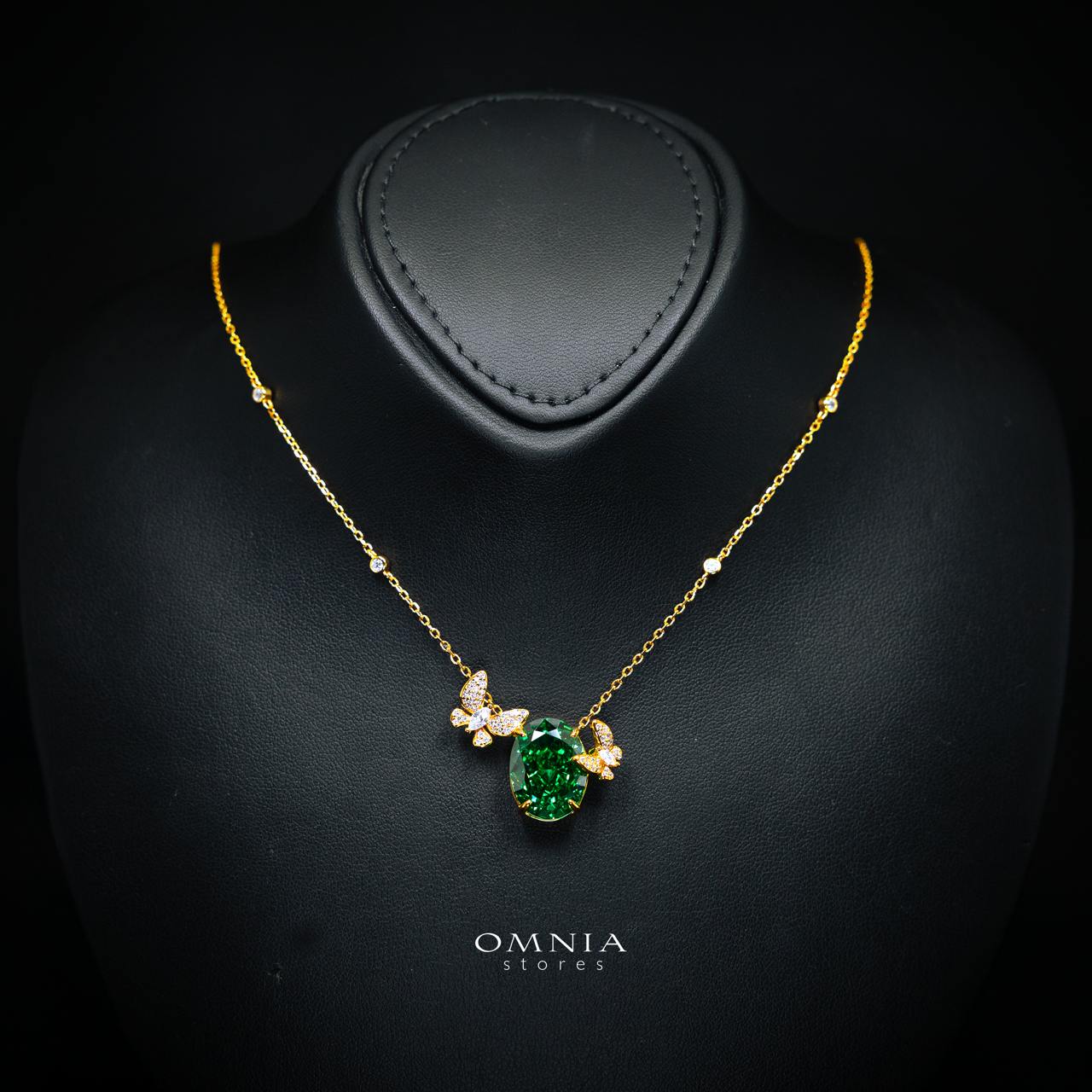 Maysun Green Gold-Plated Necklace in 925 Silver with Premium Simulated Diamonds - Image 2