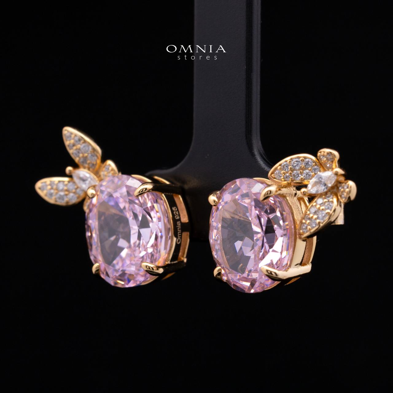 Maysun Pink Gold-Plated 925 Silver Earrings with Premium Simulated Diamonds - Image 2