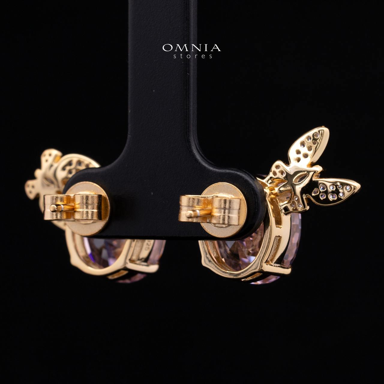 Maysun Pink Gold-Plated 925 Silver Earrings with Premium Simulated Diamonds - Image 3