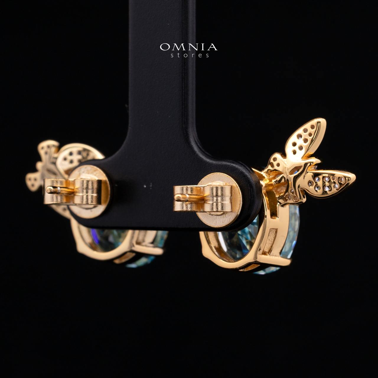 Maysun Baby Blue Gold-Plated 925 Silver Earrings with Premium Simulated Diamonds - Image 3