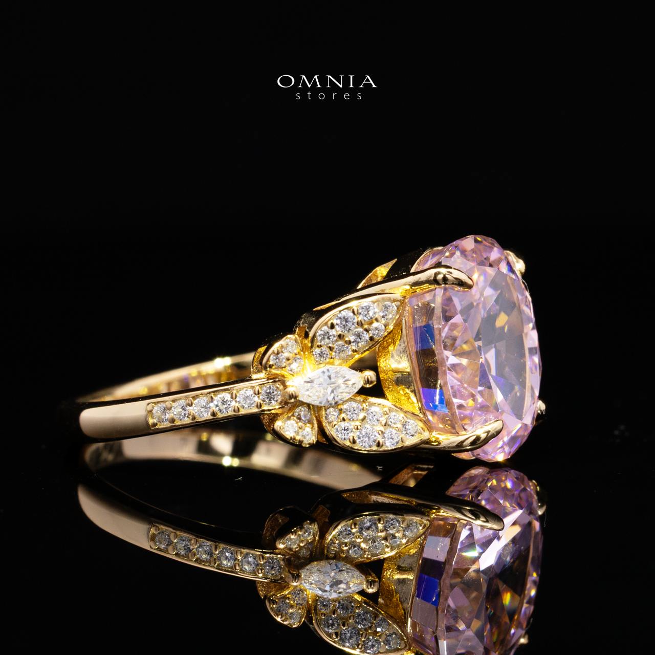 Maysun Pink Gold-Plated Ring in 925 Silver with Premium Simulated Diamonds - Image 3