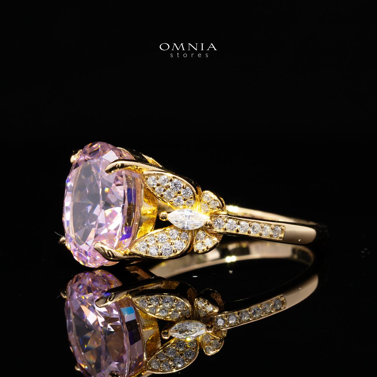 Maysun Pink Gold-Plated Ring in 925 Silver with Premium Simulated Diamonds - Image 2