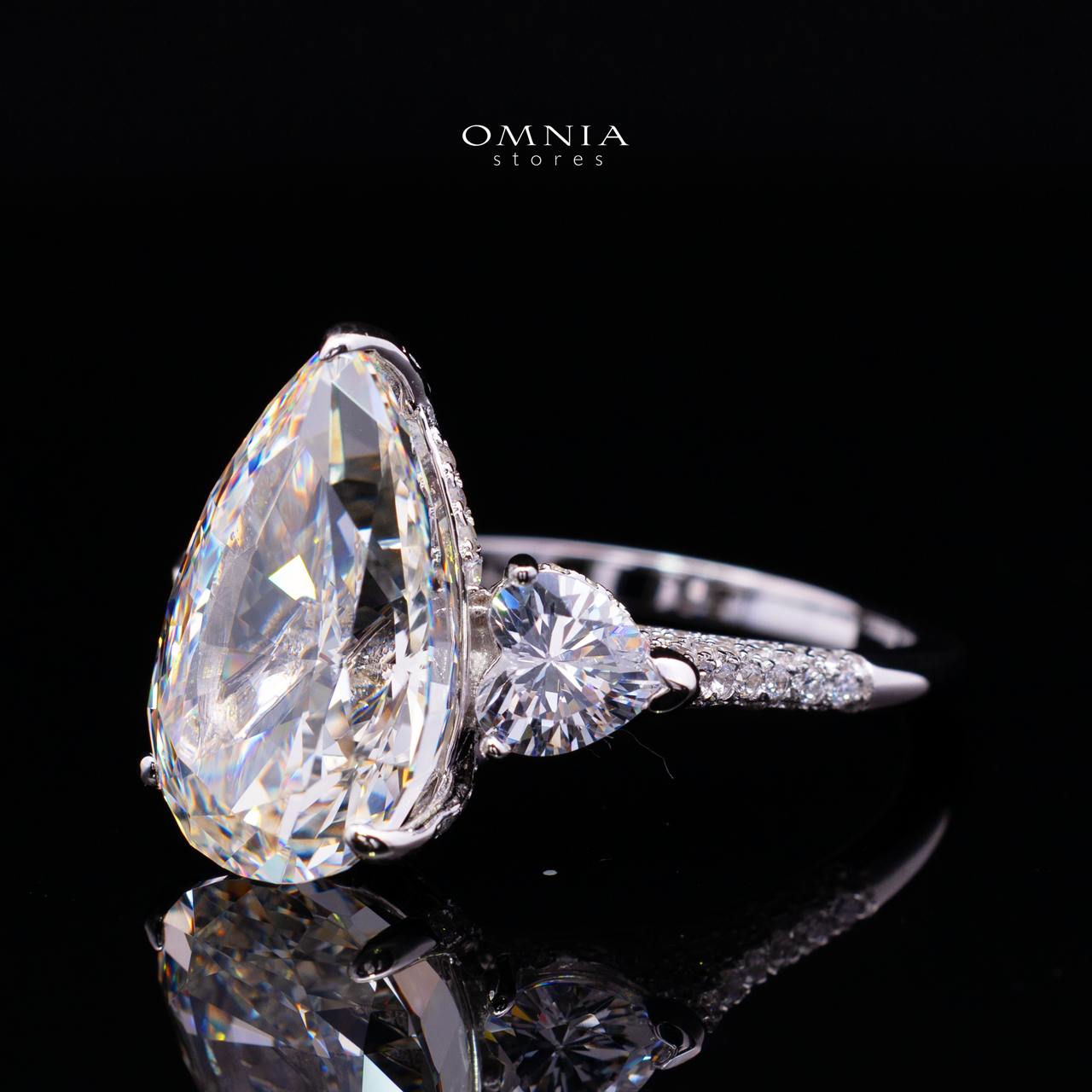Maxene White Pear-Cut Solitaire Ring in 925 Silver with Premium Simulated diamond - Image 2