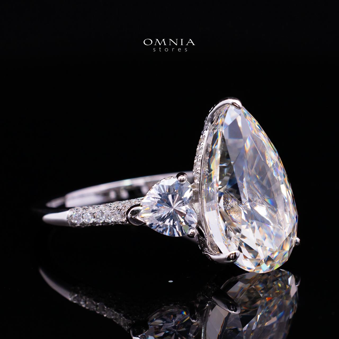 Maxene White Pear-Cut Solitaire Ring in 925 Silver with Premium Simulated diamond - Image 3