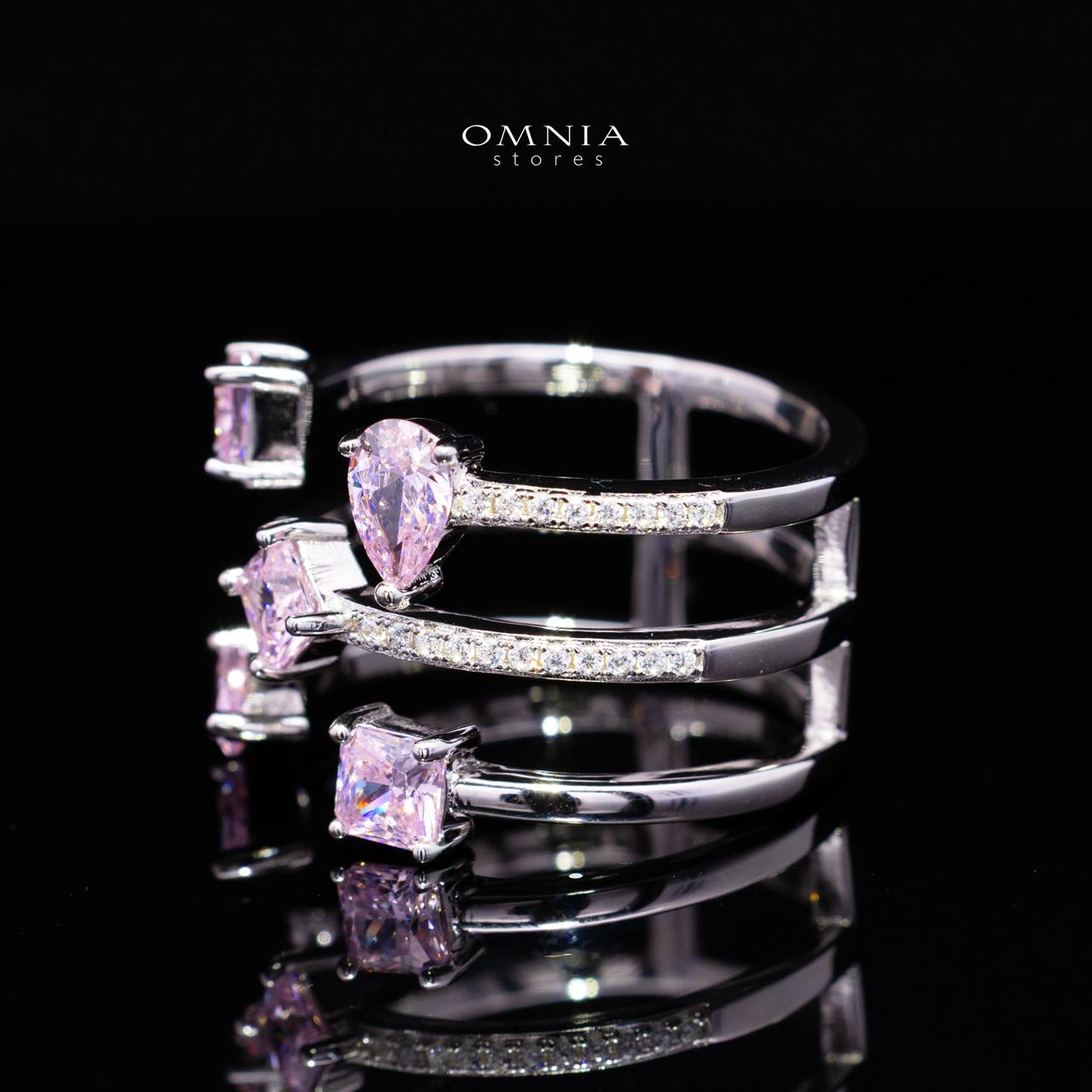 Kareenah Pink Open Cuff Ring in 925 Silver with Premium Simulated Diamonds - Image 2