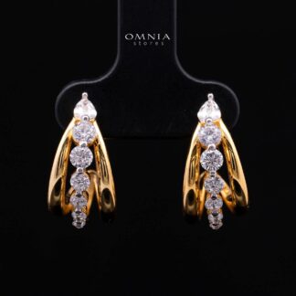 Jazmina Gold-Plated Stud Earrings in 925 Silver with Premium Simulated Diamonds