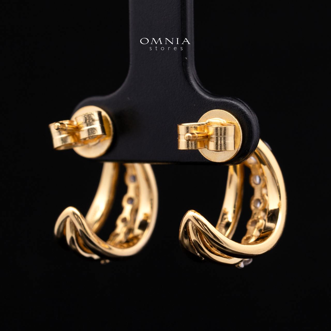Jazmina Gold-Plated Stud Earrings in 925 Silver with Premium Simulated Diamonds - Image 3