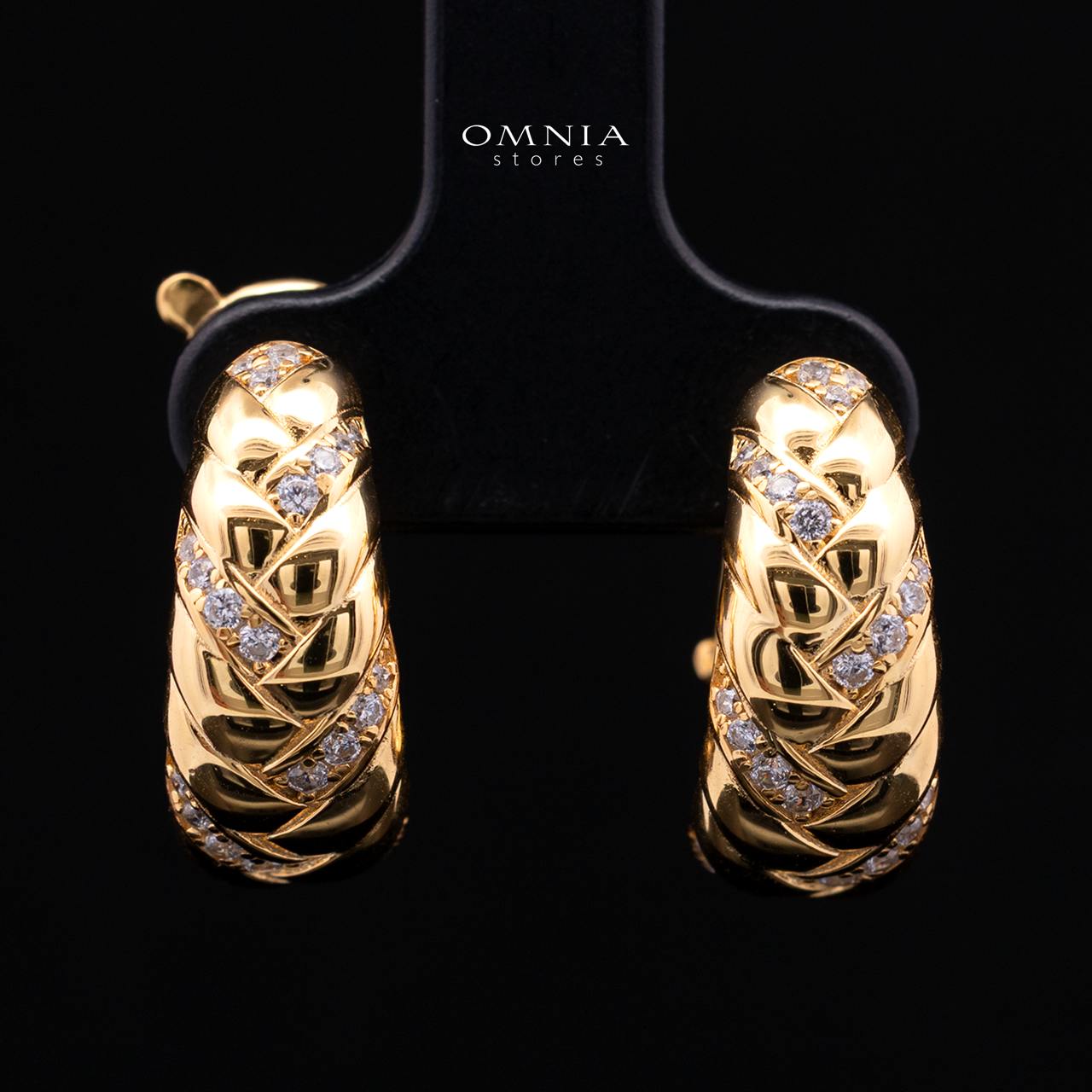 Ashira Gold-Plated Hoop Earrings in 925 Silver with Premium Simulated Diamonds
