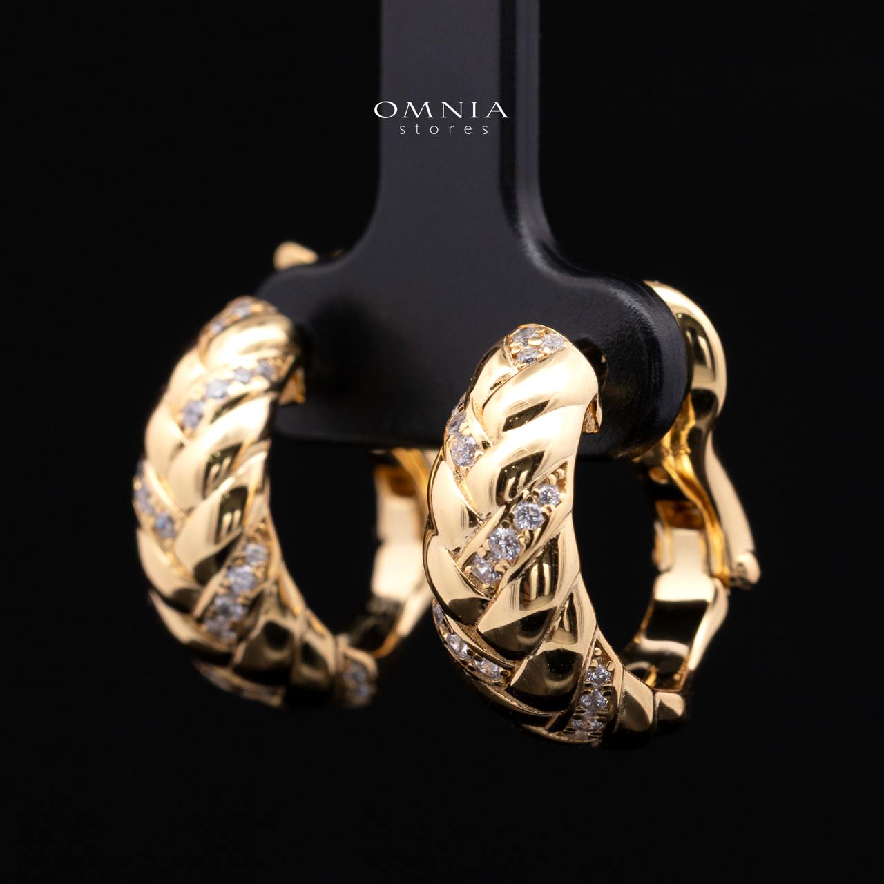 Ashira Gold-Plated Hoop Earrings in 925 Silver with Premium Simulated Diamonds - Image 2