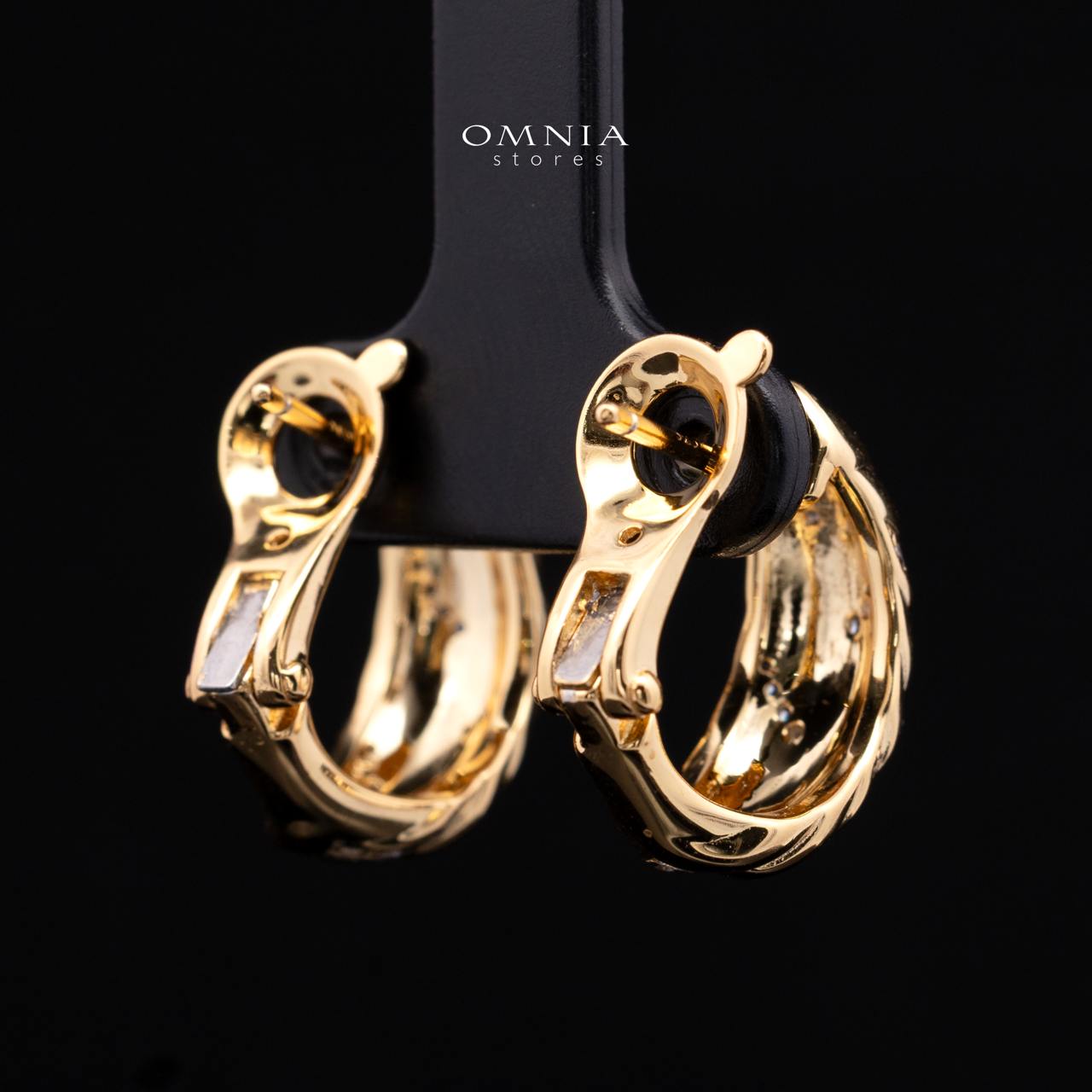 Ashira Gold-Plated Hoop Earrings in 925 Silver with Premium Simulated Diamonds - Image 3