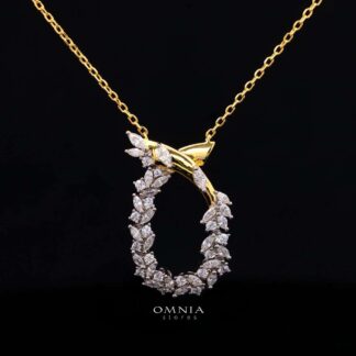 Julienne Golden Floral Necklace in 925 Silver with Premium Simulated Diamonds