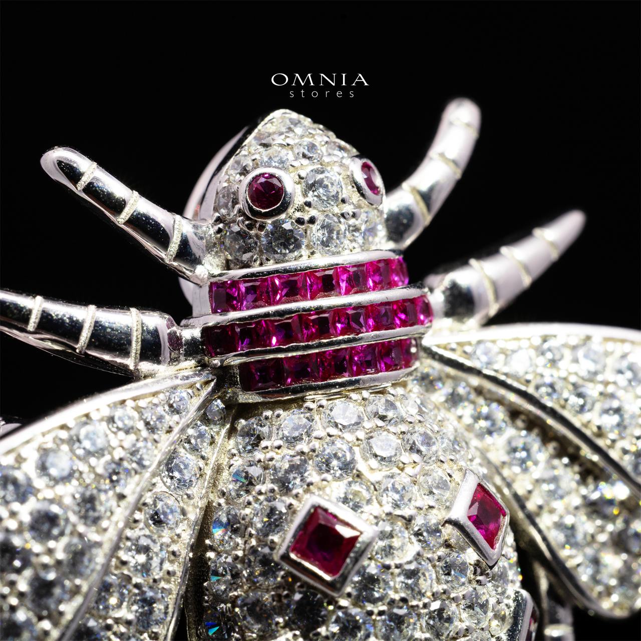 Sabrine Queen Bee Brooch – Premium Ruby Red & White Simulated Diamonds in 925 Sterling Silver - Image 2