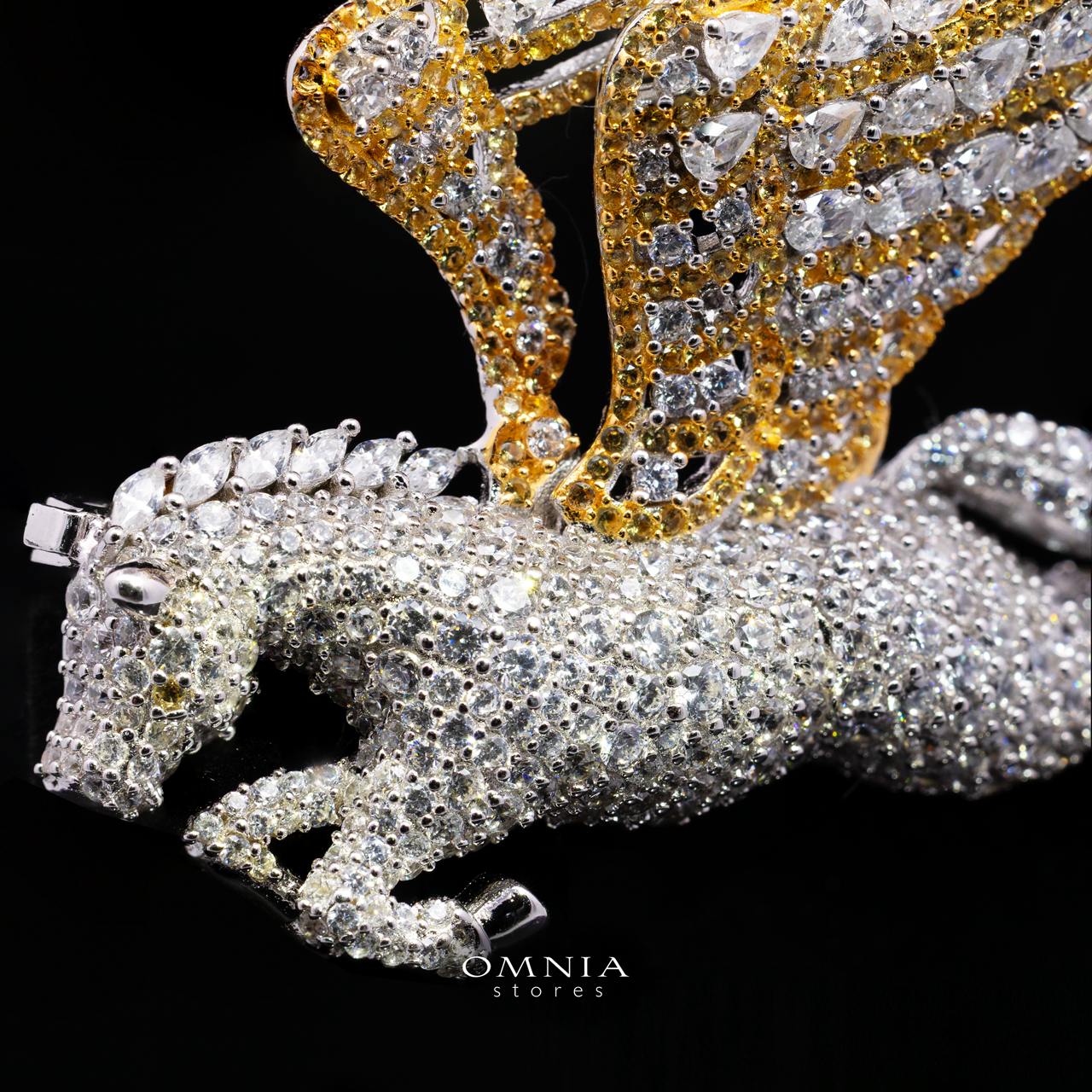 Arisha Pegasus Brooch Premium Simulated Diamonds in 925 Sterling Silver - Image 2