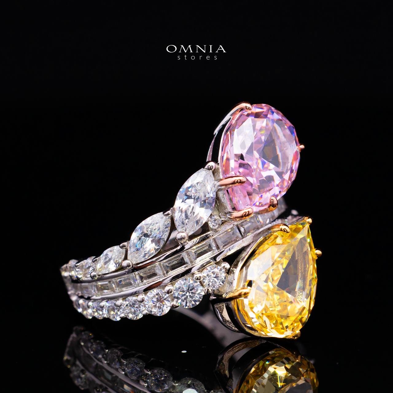 Marielle Pink and Yellow Pear-Cut Ring in 925 Silver with Premium Simulated Diamond - Image 3