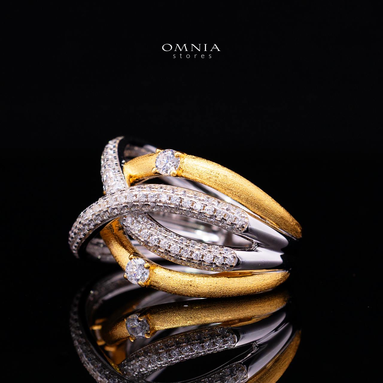 Zynera Gold Plated Ring with Premium Simulated Diamonds in 925 Silver - Image 2