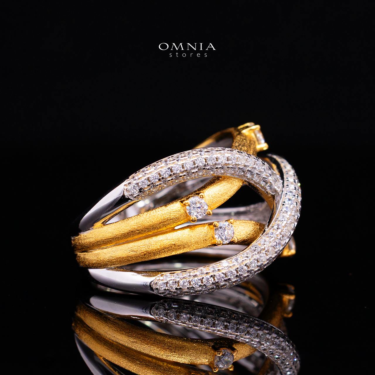 Zynera Gold Plated Ring with Premium Simulated Diamonds in 925 Silver - Image 3