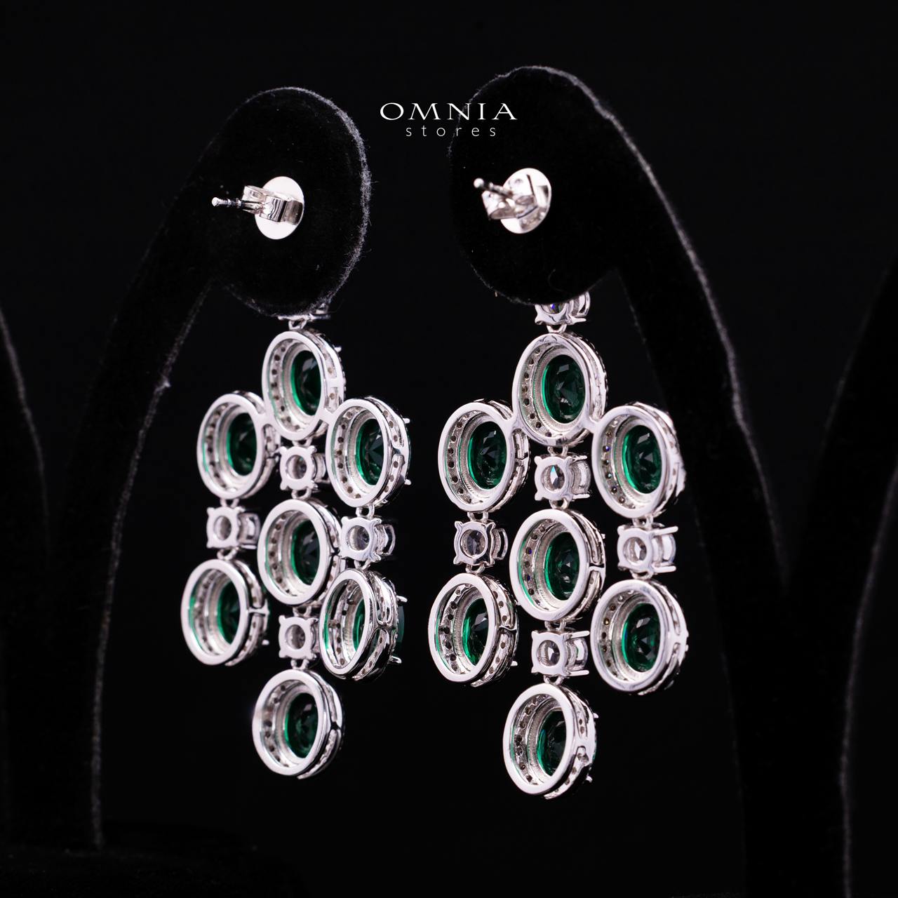 Olyssia Green Drop Earrings with High-Quality Premium Simulated Diamonds in 925 Sterling Silver - Image 4