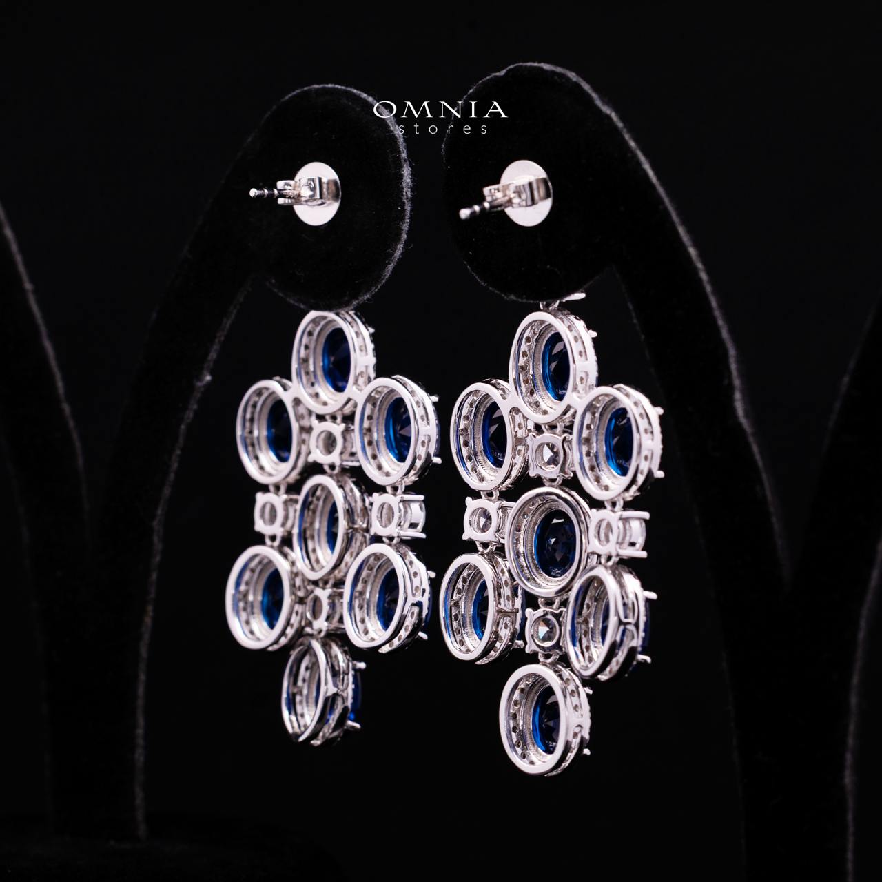 Olyssia Blue Drop Earrings with High-Quality Premium Simulated Diamonds in 925 Sterling Silver - Image 3