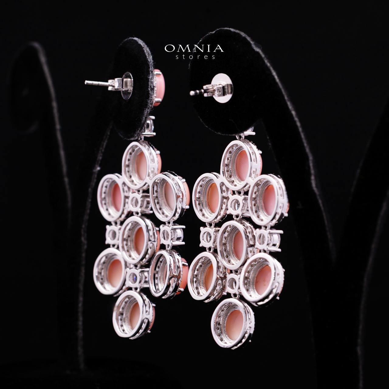Olyssia Pink Drop Earrings with High-Quality Premium Simulated Diamonds in 925 Sterling Silver - Image 3