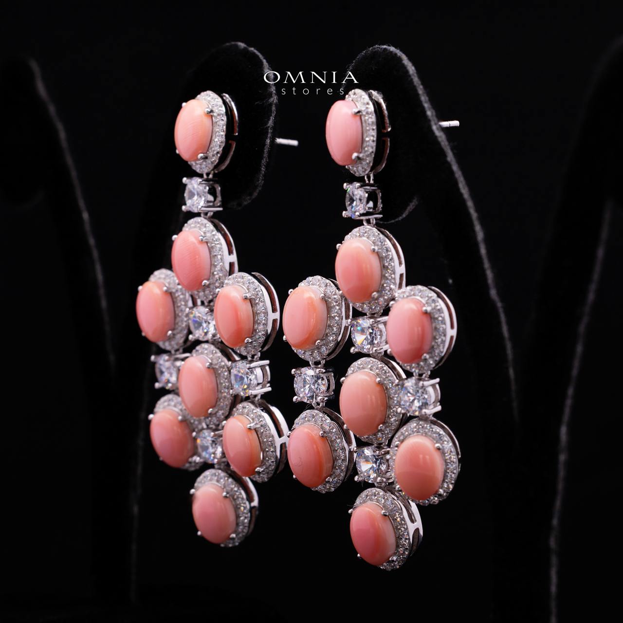 Olyssia Pink Drop Earrings with High-Quality Premium Simulated Diamonds in 925 Sterling Silver - Image 2