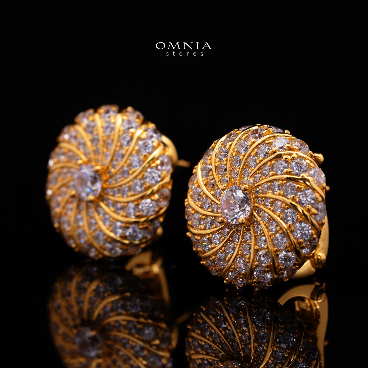 Serenya Gold-Plated Clip-On Earrings with Premium Simulated Diamonds in 925 Silver - Image 2