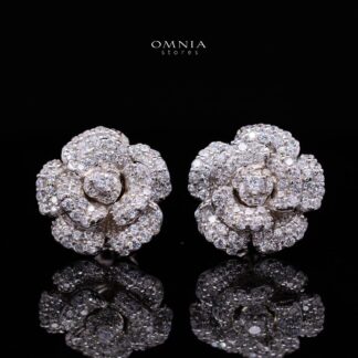 Safiyah White Rose Stud Earrings 925 Sterling Silver | Premium Brilliant-Cut Simulated Diamonds