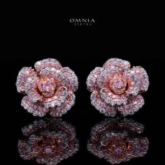 Safiyah Pink Rose Stud Earrings 925 Sterling Silver | Premium Brilliant-Cut Simulated Diamonds