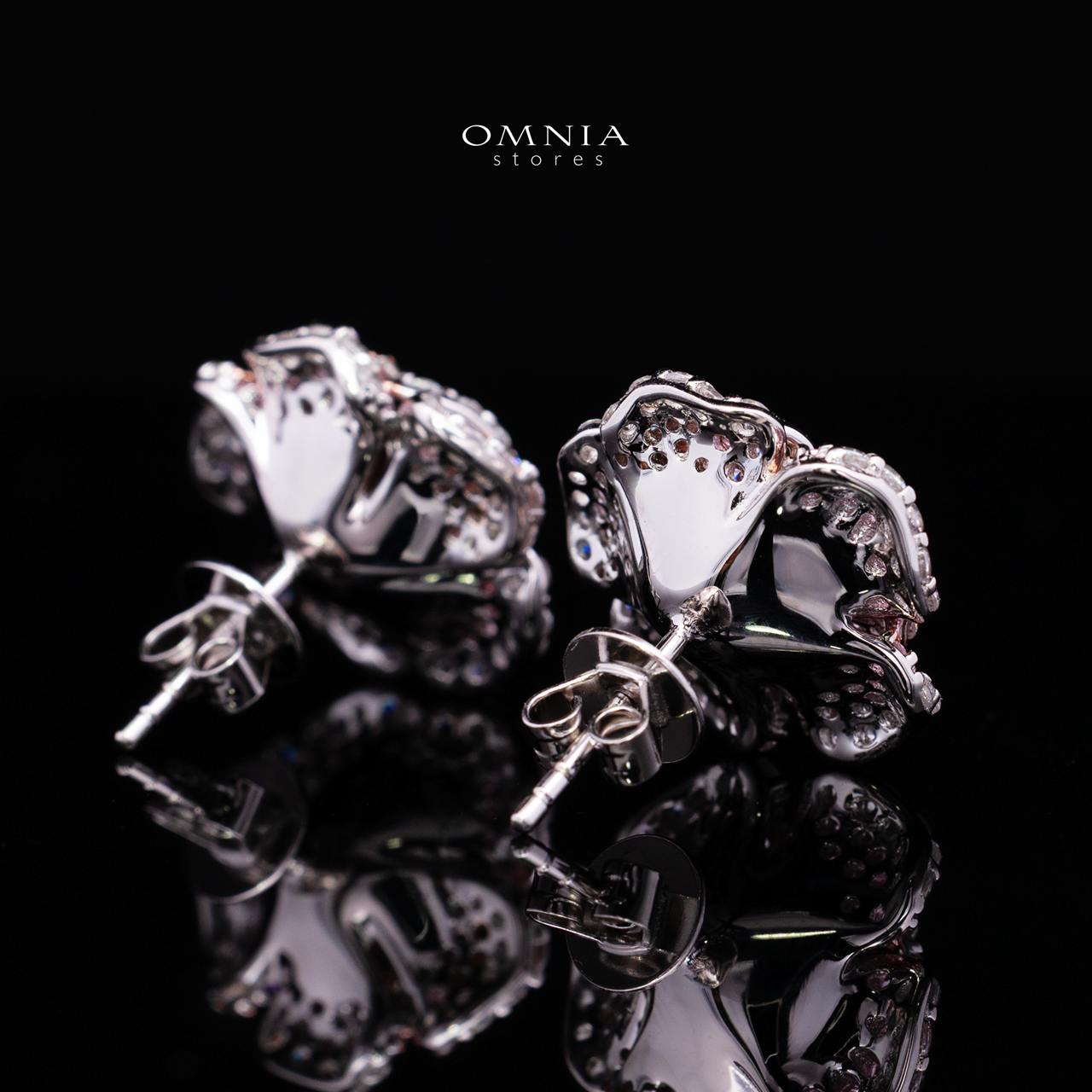 Safiyah Pink Rose Stud Earrings 925 Sterling Silver | Premium Brilliant-Cut Simulated Diamonds - Image 3