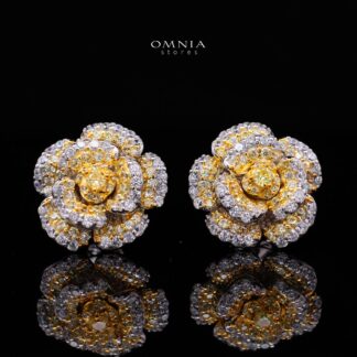 Safiyah Yellow Rose Stud Earrings 925 Sterling Silver | Premium Brilliant-Cut Simulated Diamonds