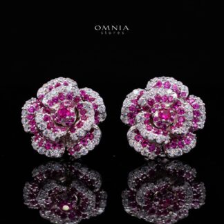 Safiyah Purple Rose Stud Earrings 925 Sterling Silver | Premium Brilliant-Cut Simulated Diamonds