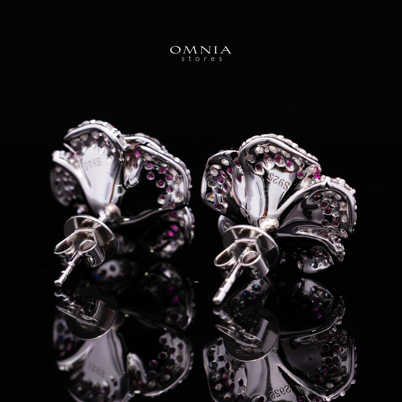 Safiyah Purple Rose Stud Earrings 925 Sterling Silver | Premium Brilliant-Cut Simulated Diamonds - Image 3