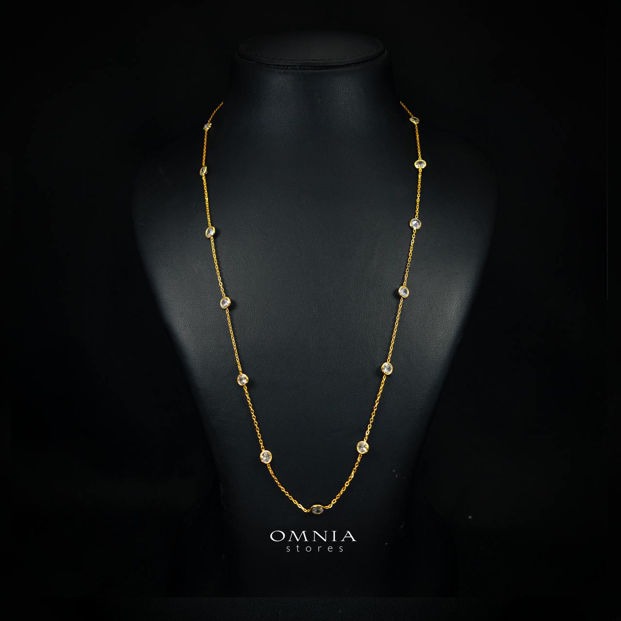 Celestara Gold-Plated Long Chain Necklace with Premium Simulated Diamonds in 925 Sterling Silver - Image 2