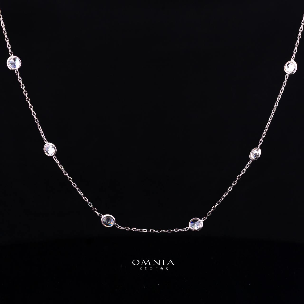 Celestara White Long Chain Necklace with Premium Simulated Diamonds in 925 Sterling Silver