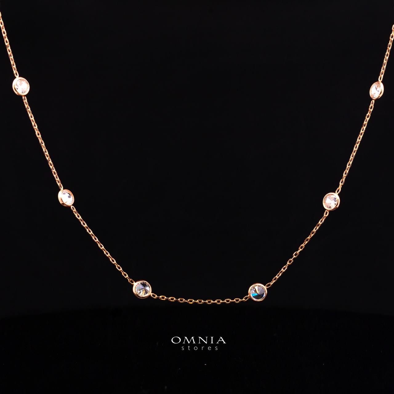 Celestara Rose Gold Long Chain Necklace with Premium Simulated Diamonds in 925 Sterling Silver