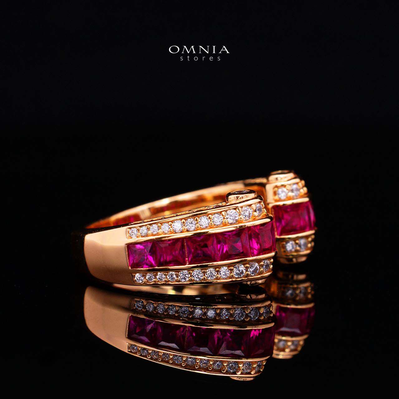 Isalyn Ruby Red Ring with High Quality Simulated Diamond in 925 Silver - Image 3