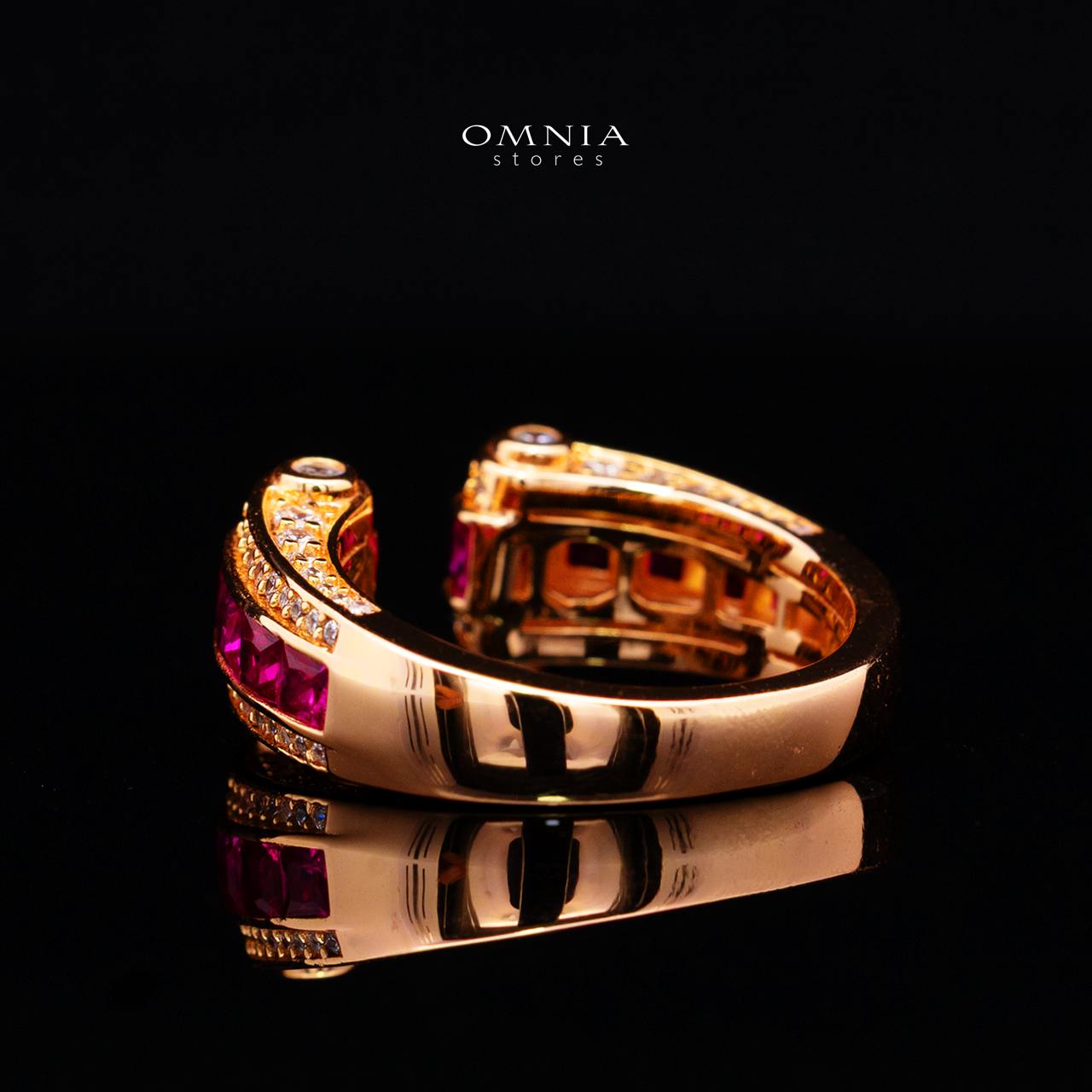 Isalyn Ruby Red Ring with High Quality Simulated Diamond in 925 Silver - Image 4