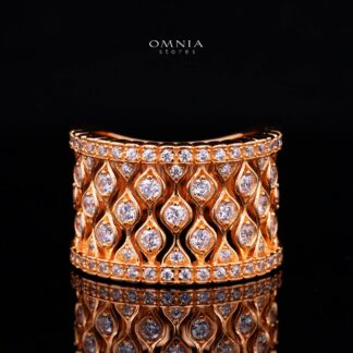 Novaria Gold Ring with High-Quality Premium Simulated Diamonds in 925 Sterling Silver