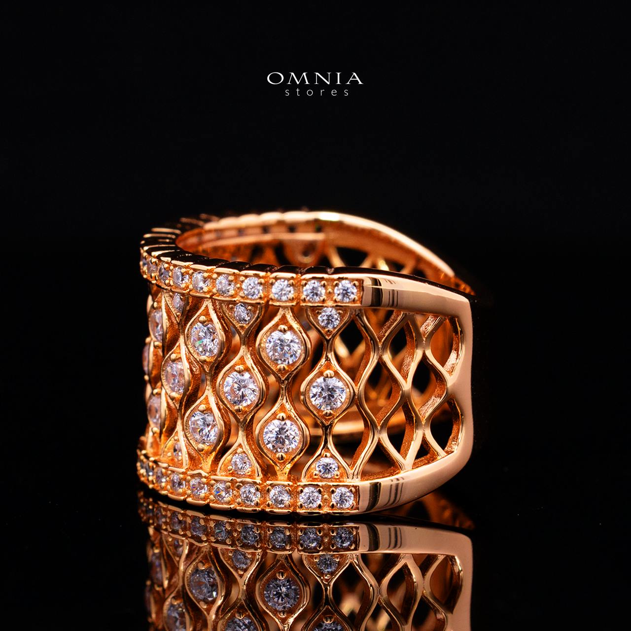 Novaria Gold Ring with High-Quality Premium Simulated Diamonds in 925 Sterling Silver - Image 2