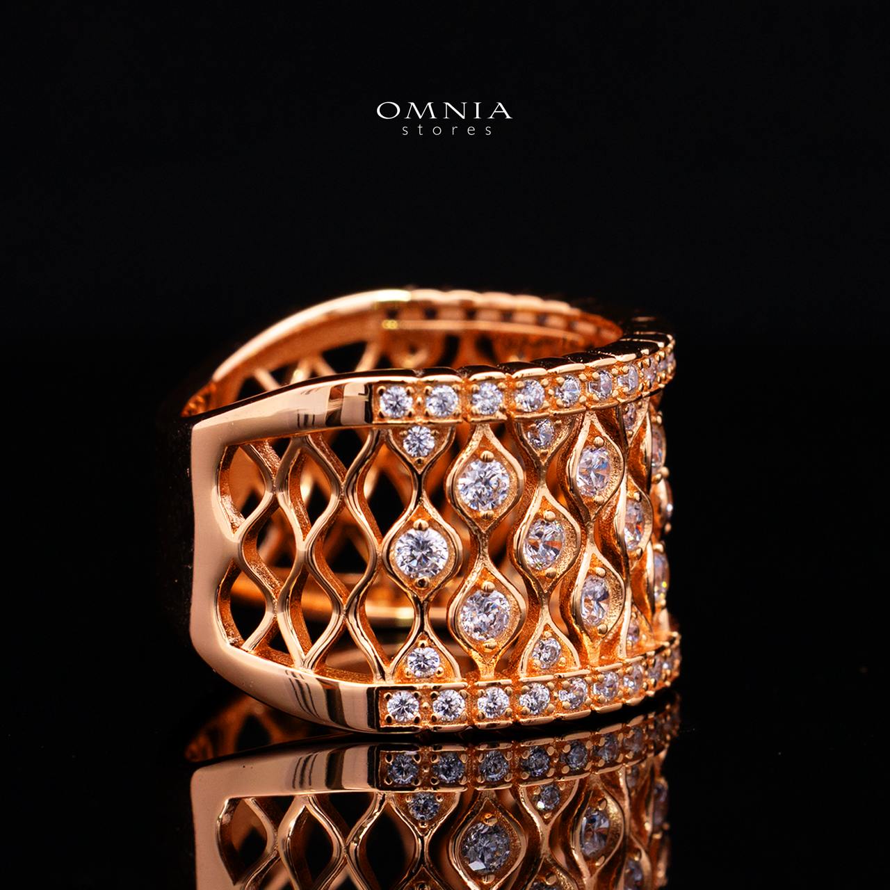 Novaria Gold Ring with High-Quality Premium Simulated Diamonds in 925 Sterling Silver - Image 3