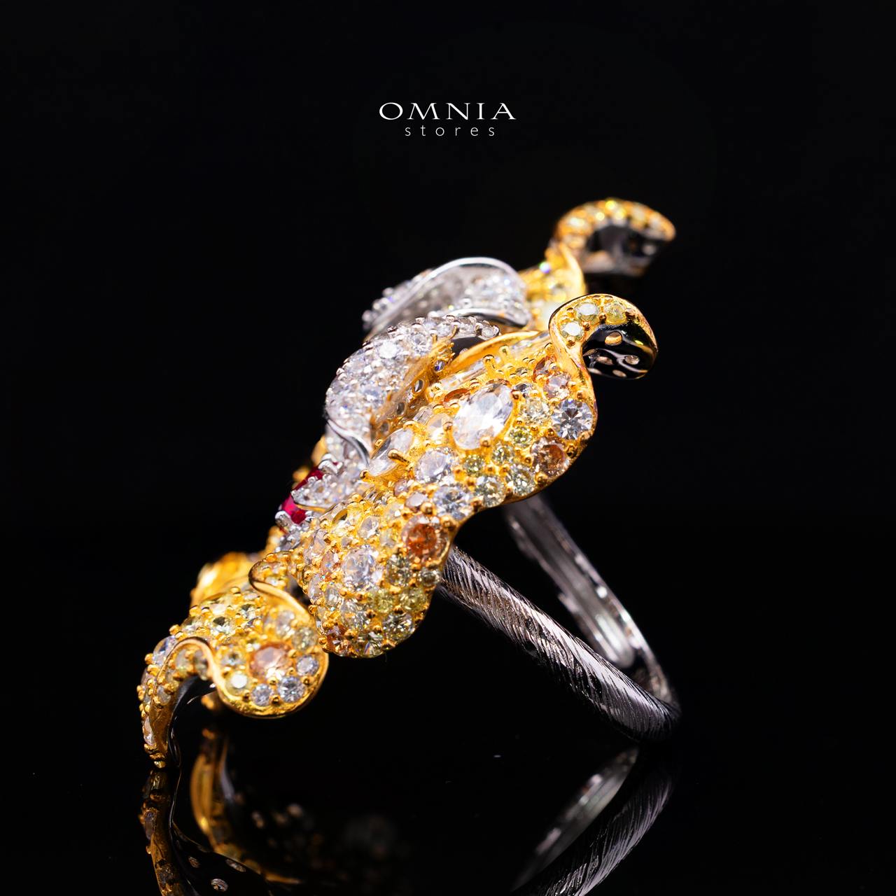 Aria Ruby Red Ring with Premium Simulated Diamond in 925 Silver - Image 2