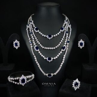 Blair Blue Luxury Bridal Full Set in High Quality Simulated Diamonds