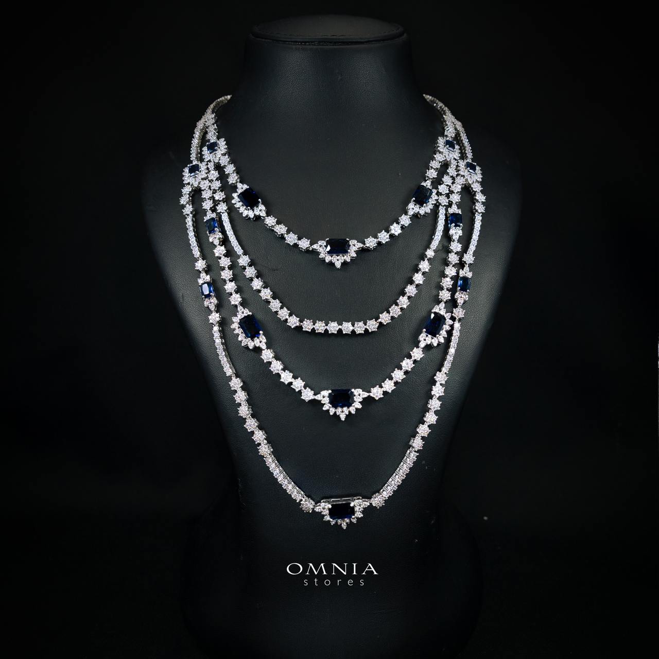 Blair Blue Luxury Bridal Full Set in High Quality Simulated Diamonds - Image 2