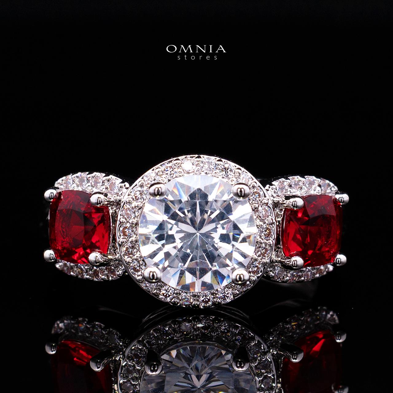 Lilian Red Bridal Full Set in High Quality Simulated Diamonds Rhodium Plated - Image 5
