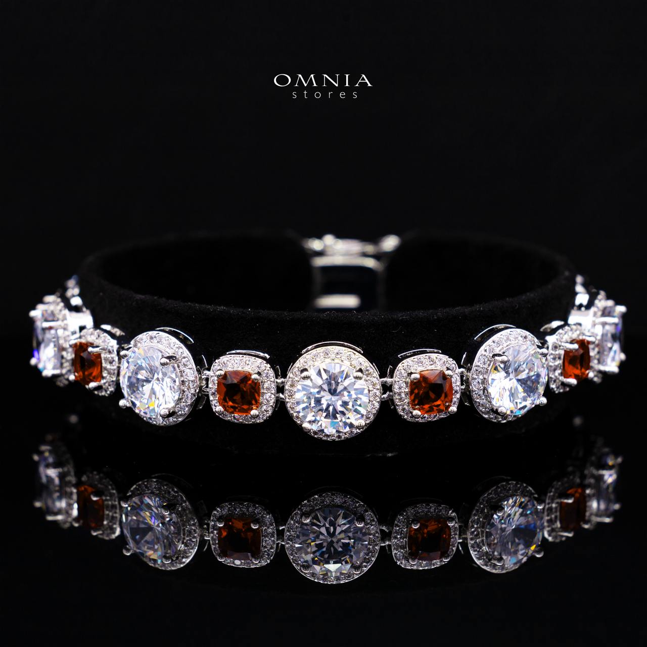 Lilian Red Bridal Full Set in High Quality Simulated Diamonds Rhodium Plated - Image 3