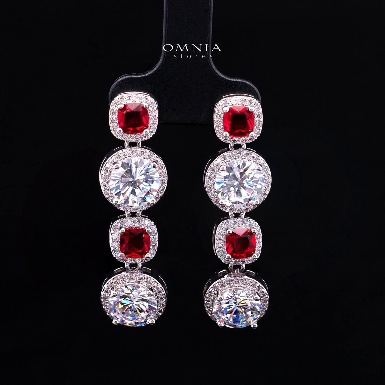Lilian Red Bridal Full Set in High Quality Simulated Diamonds Rhodium Plated - Image 4