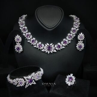 Nareen Purple Luxury Bridal Full Set in High Quality Zircon Stone Rhodium Plated