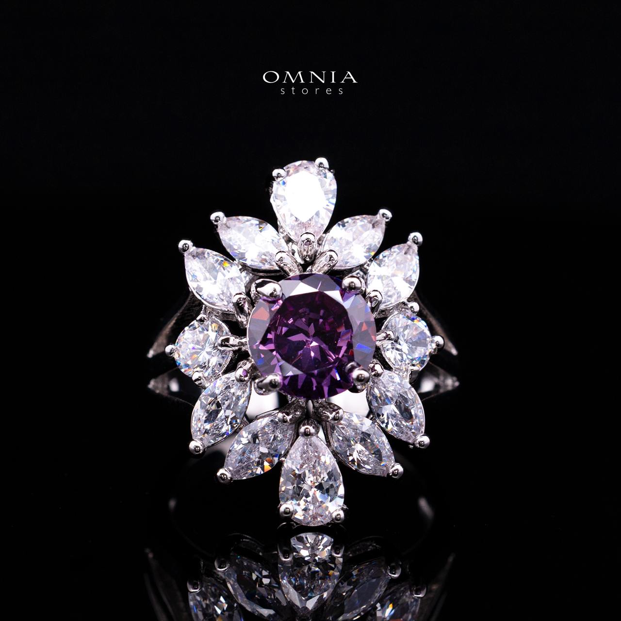 Nareen Purple Luxury Bridal Full Set in High Quality Zircon Stone Rhodium Plated - Image 5